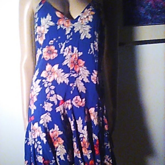 Forever 21 Mini Dress M Navy Floral Sundress - Picture 2 of 5